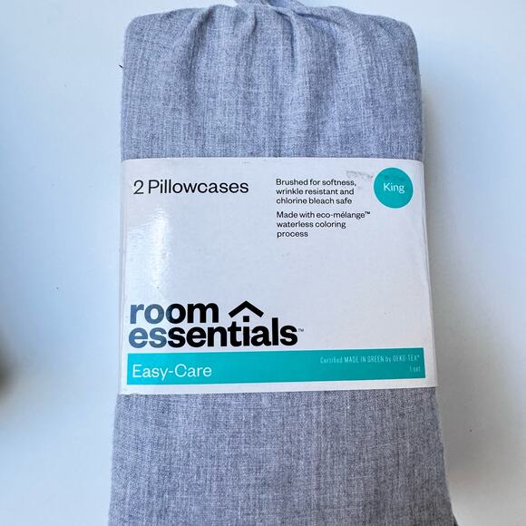 NWT Room Essentials Cotton Blend Gray King Size Pillow Cases 3 Boxes - Picture 2 of 5
